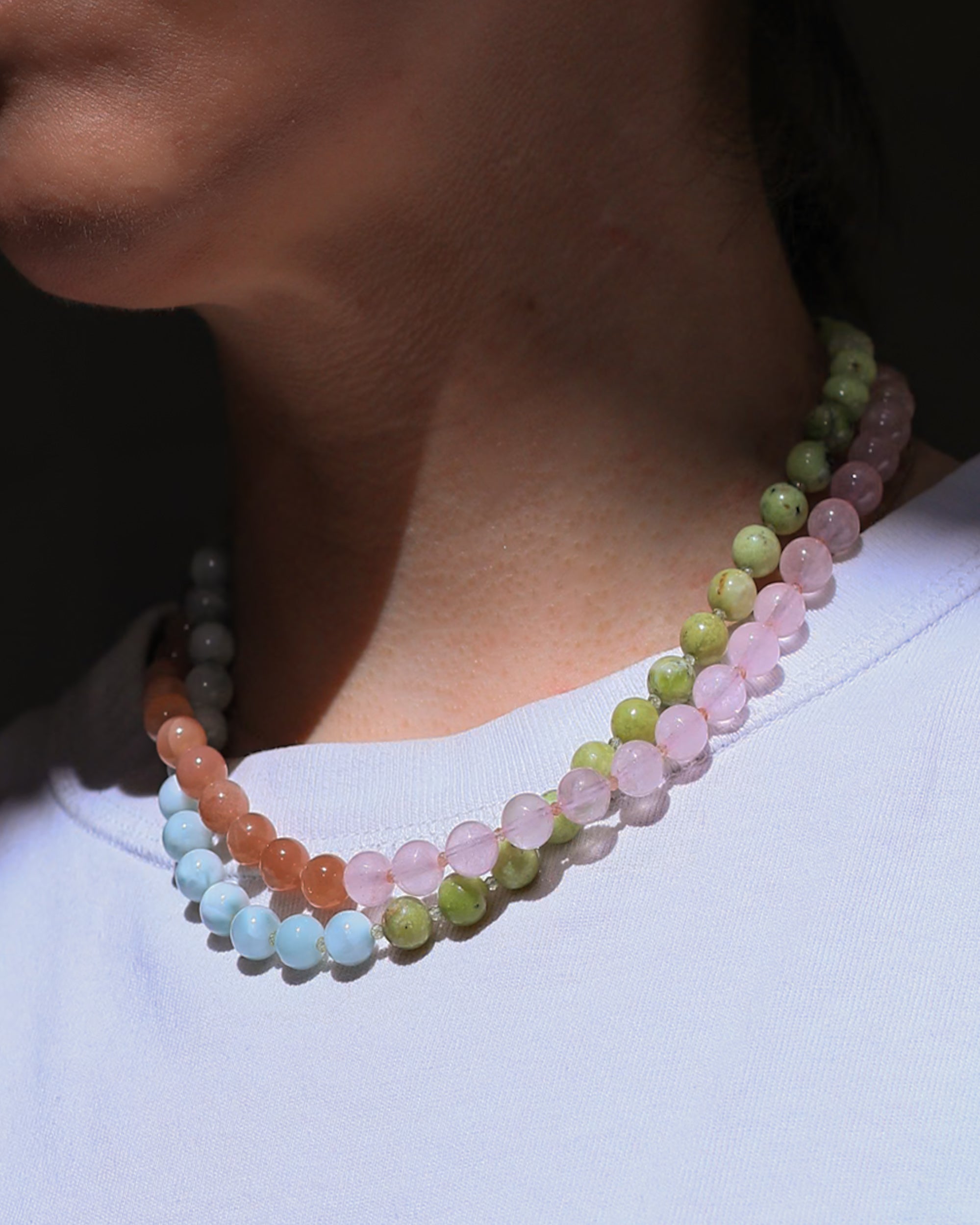 Sage Necklace | grüner Mondstein, grüner Opal, Peridot