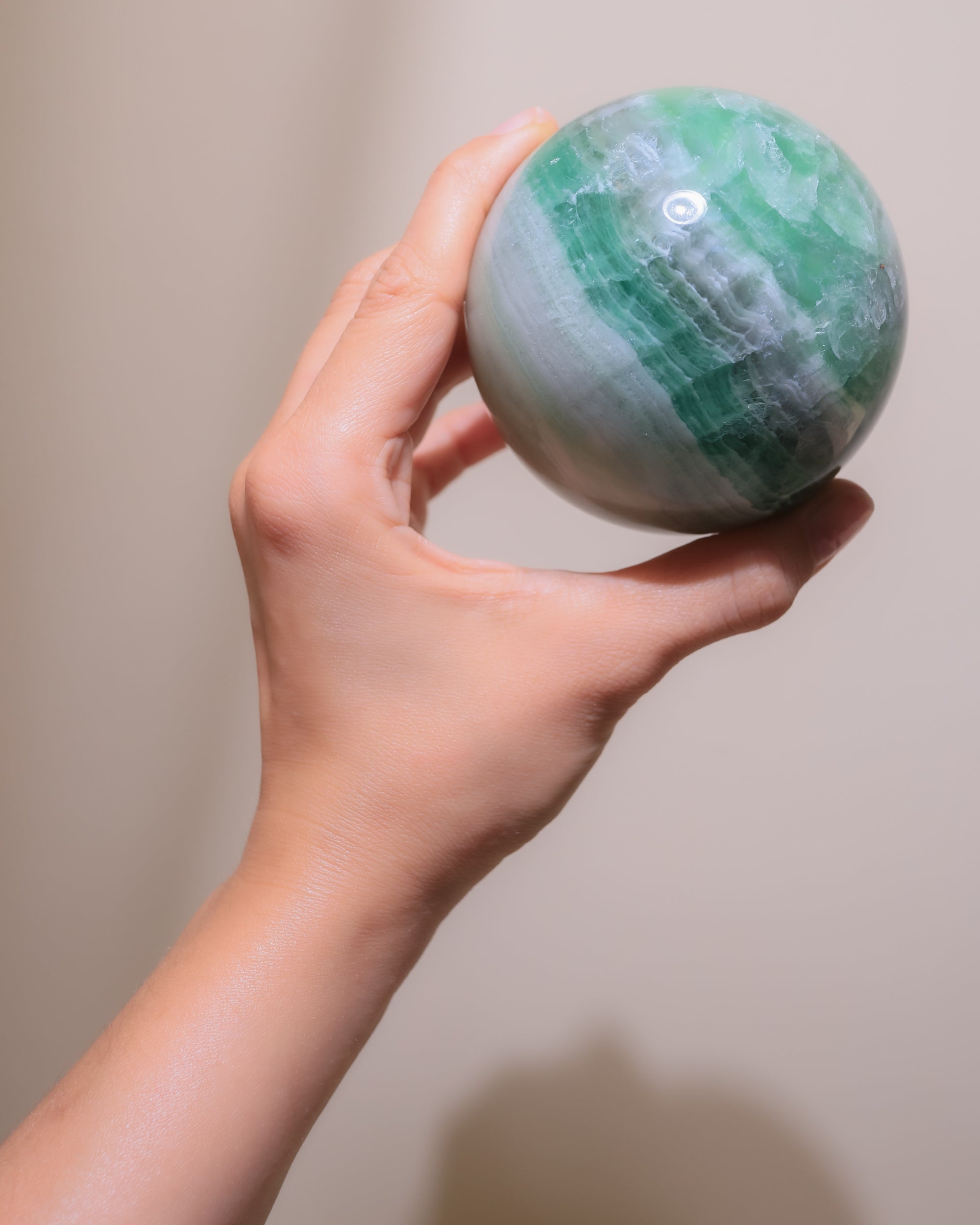 Fluorit Kugel (Seidenfluorit), Einzelstück