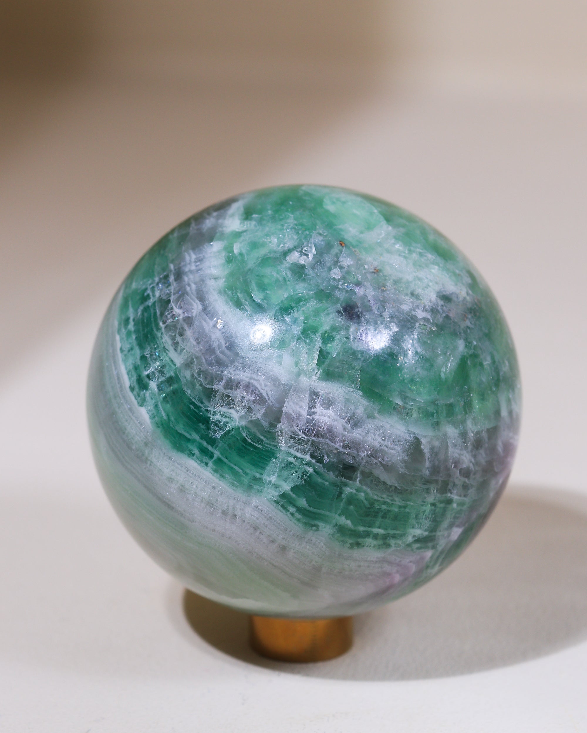 Fluorit Kugel (Seidenfluorit), Einzelstück