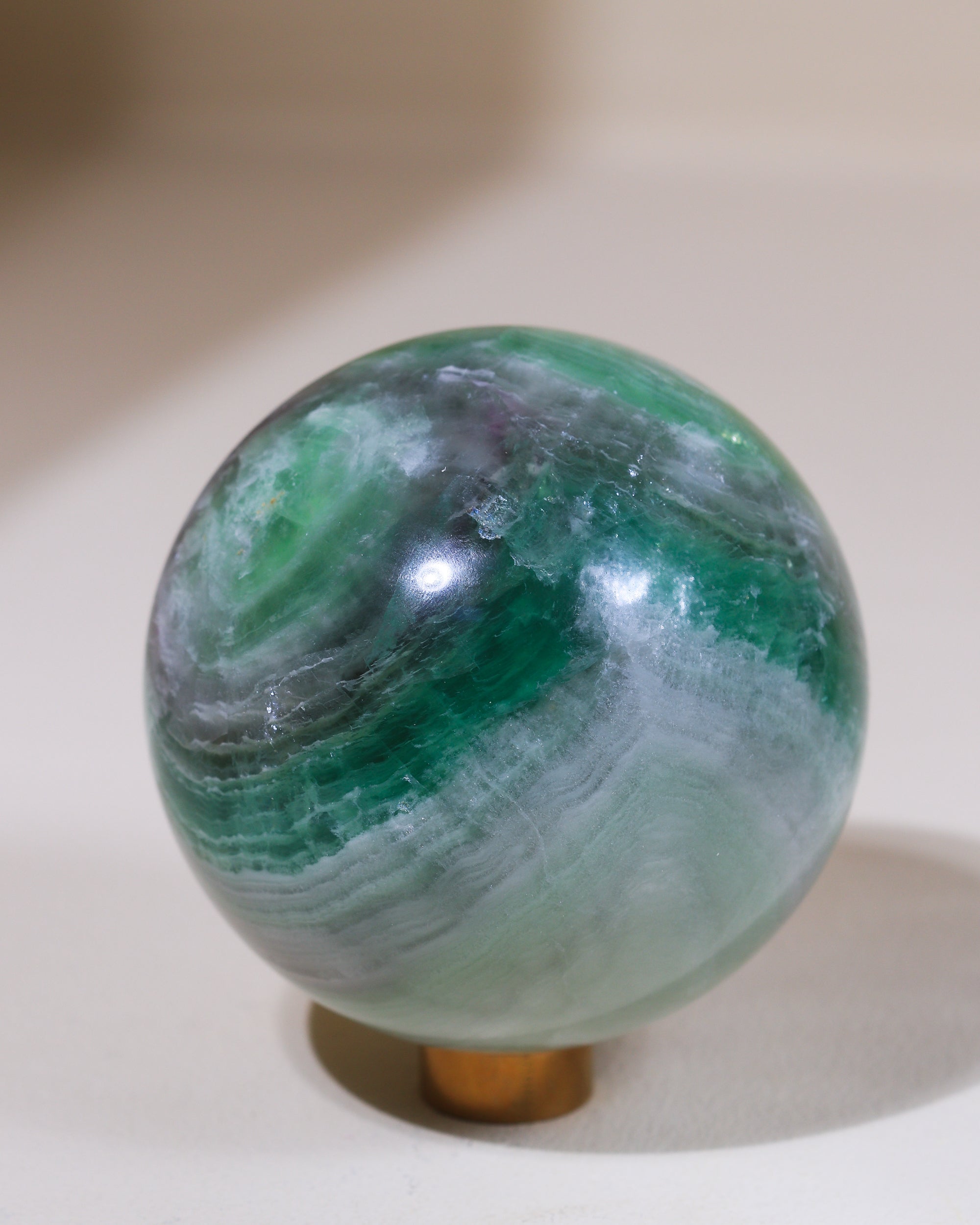 Fluorit Kugel (Seidenfluorit), Einzelstück