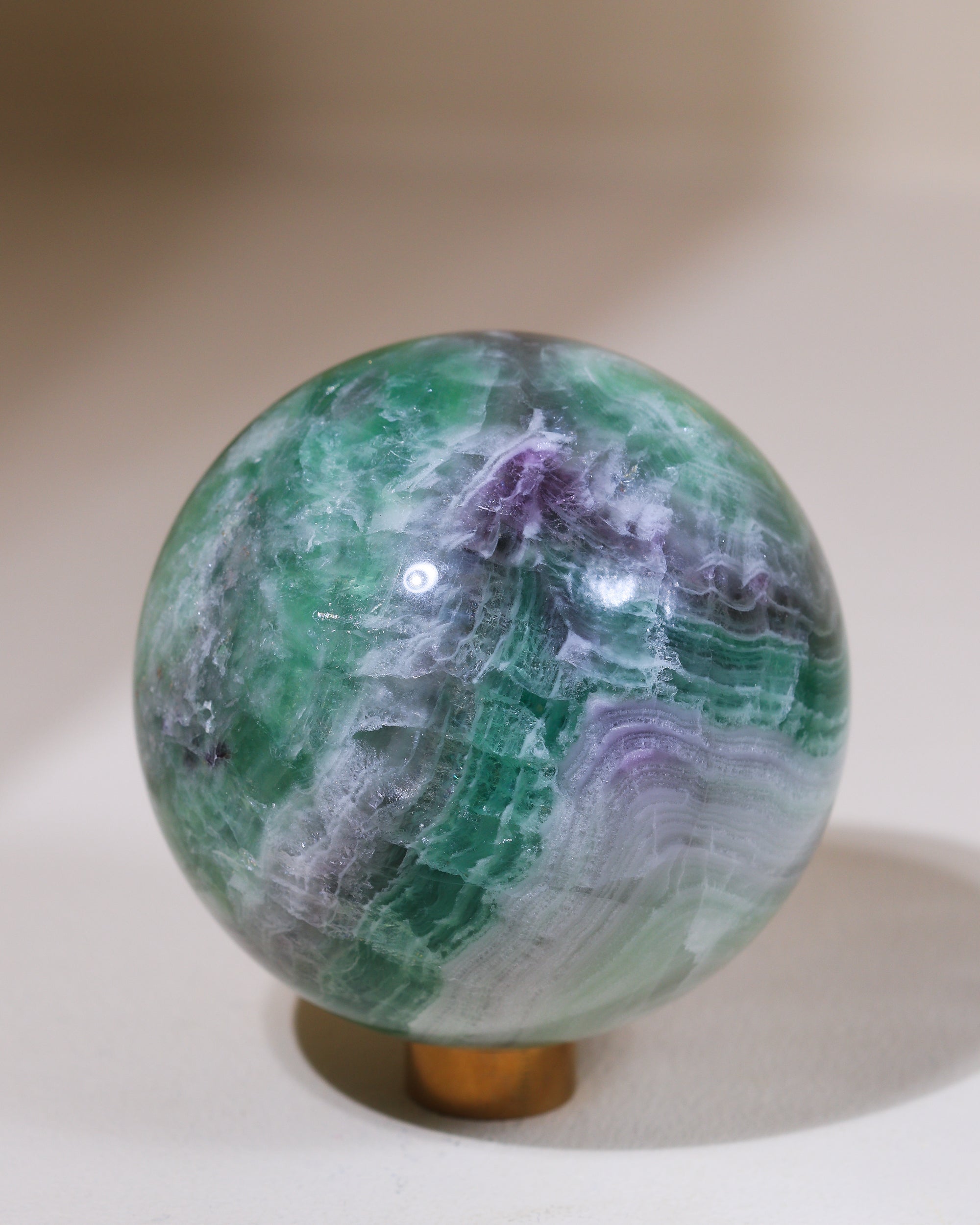 Fluorit Kugel (Seidenfluorit), Einzelstück