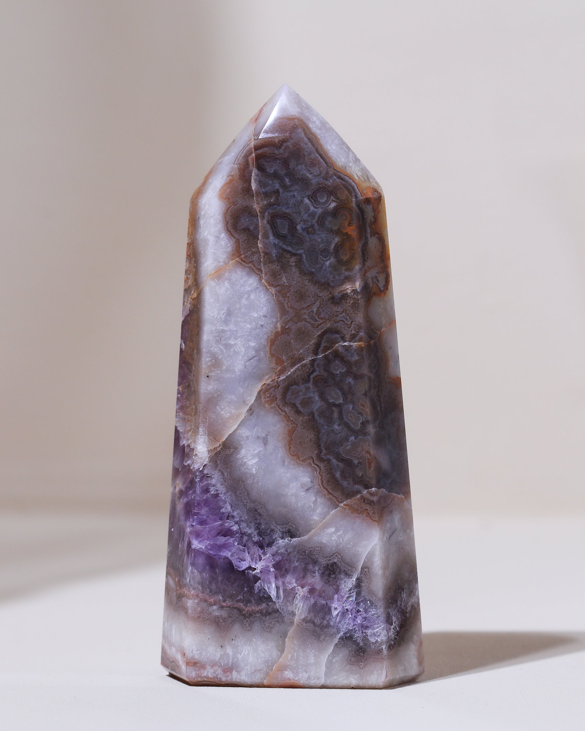 Agathyst Spitze (Achat mit Amethyst), Einzelstück