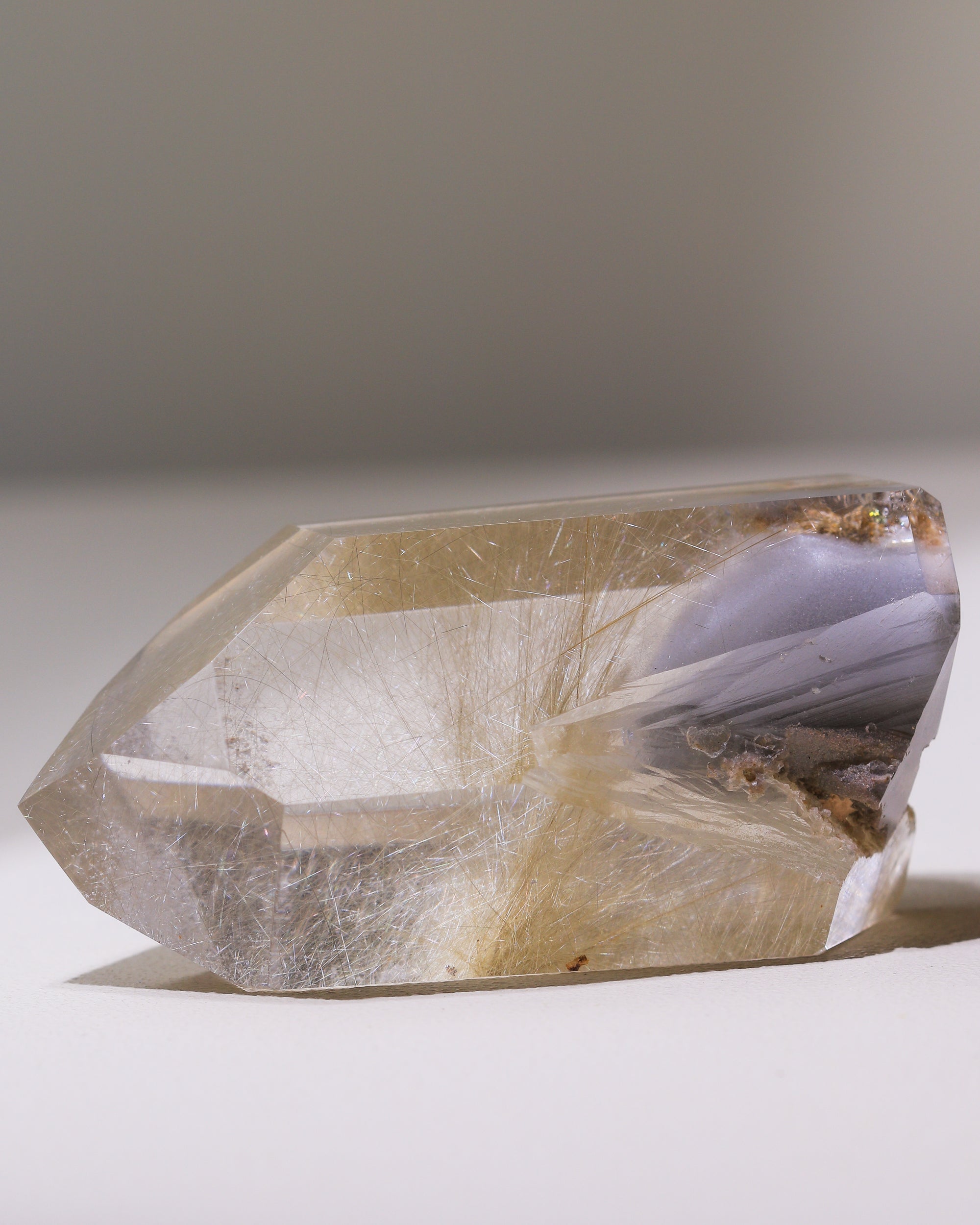 Rutilated Quartz Point with Phantom, Single Piece