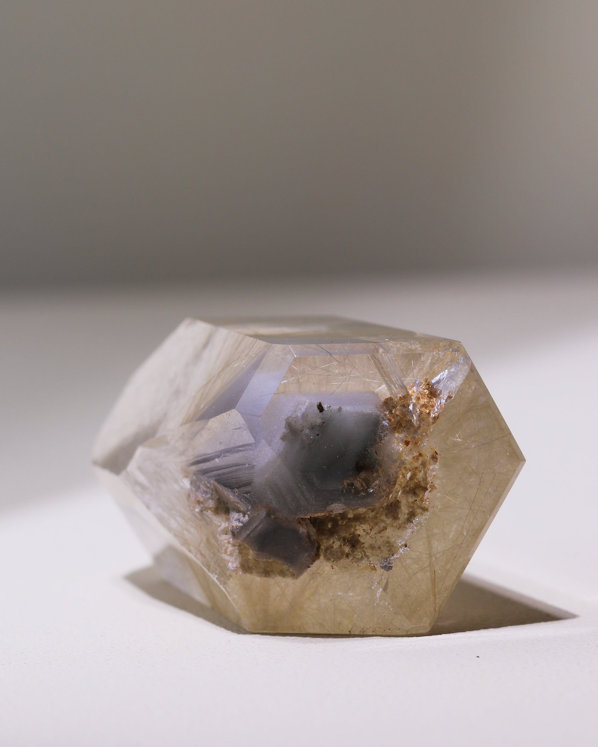 Rutilated Quartz Point with Phantom, Single Piece