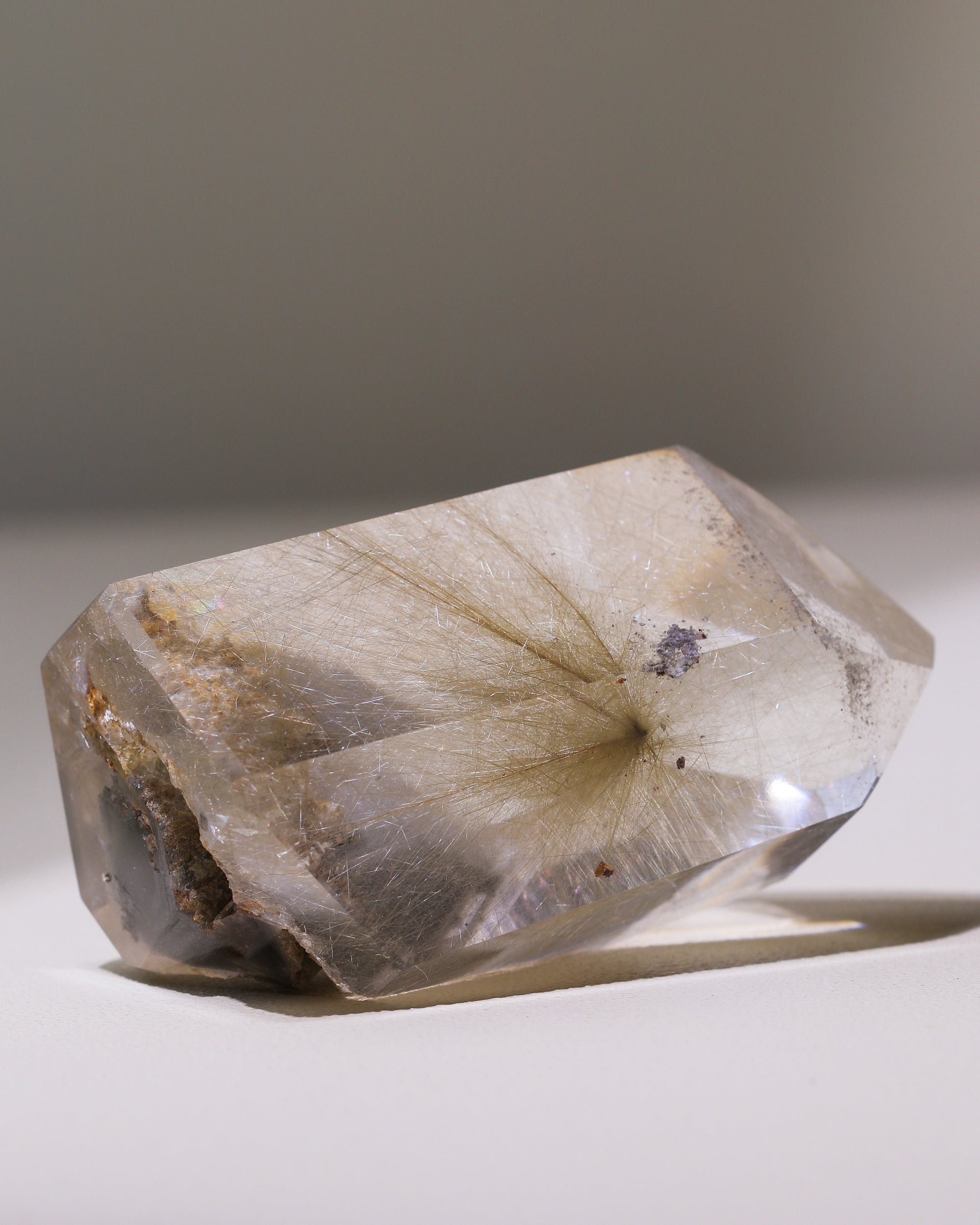 Rutilated Quartz Point with Phantom, Single Piece