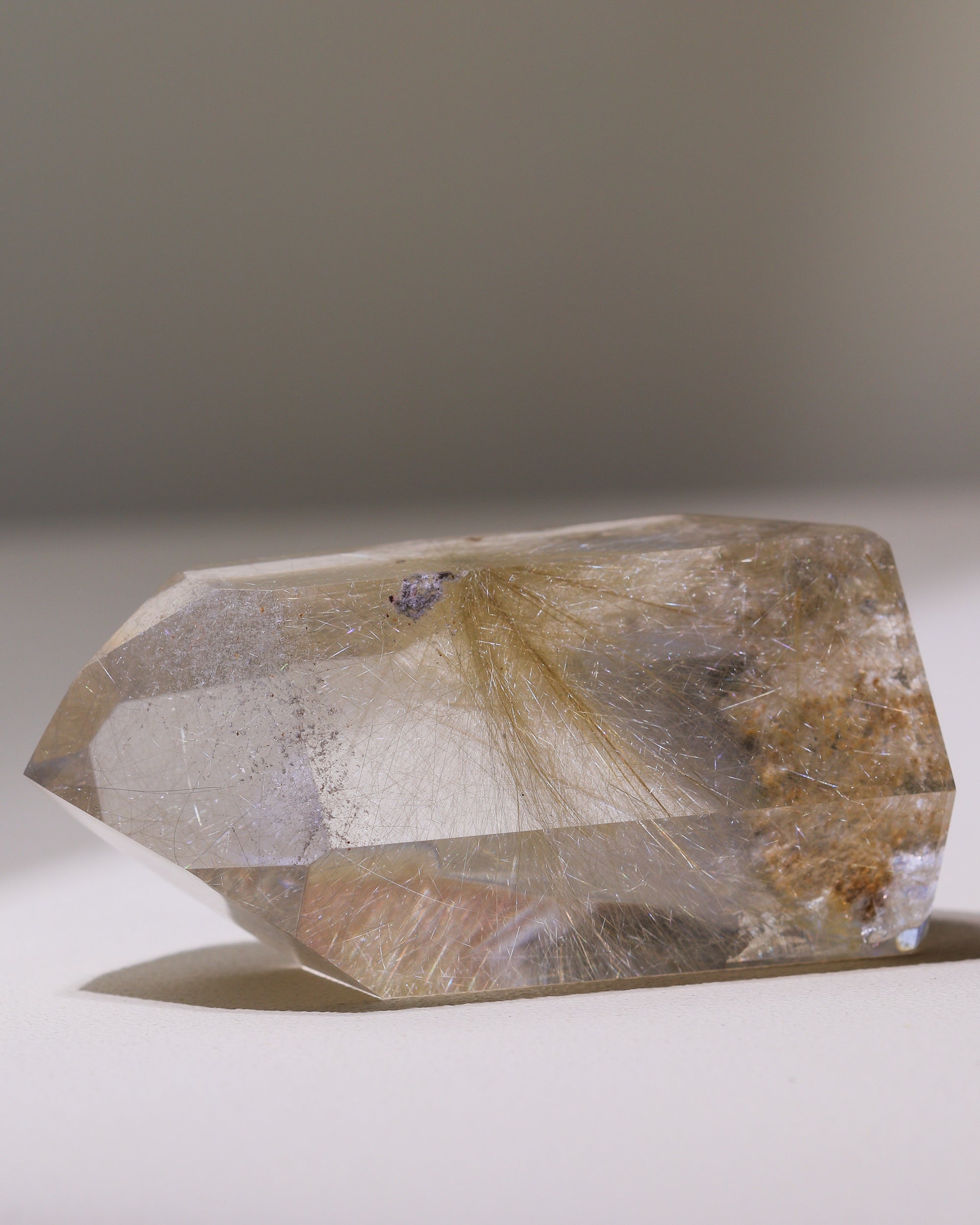 Rutilated Quartz Point with Phantom, Single Piece