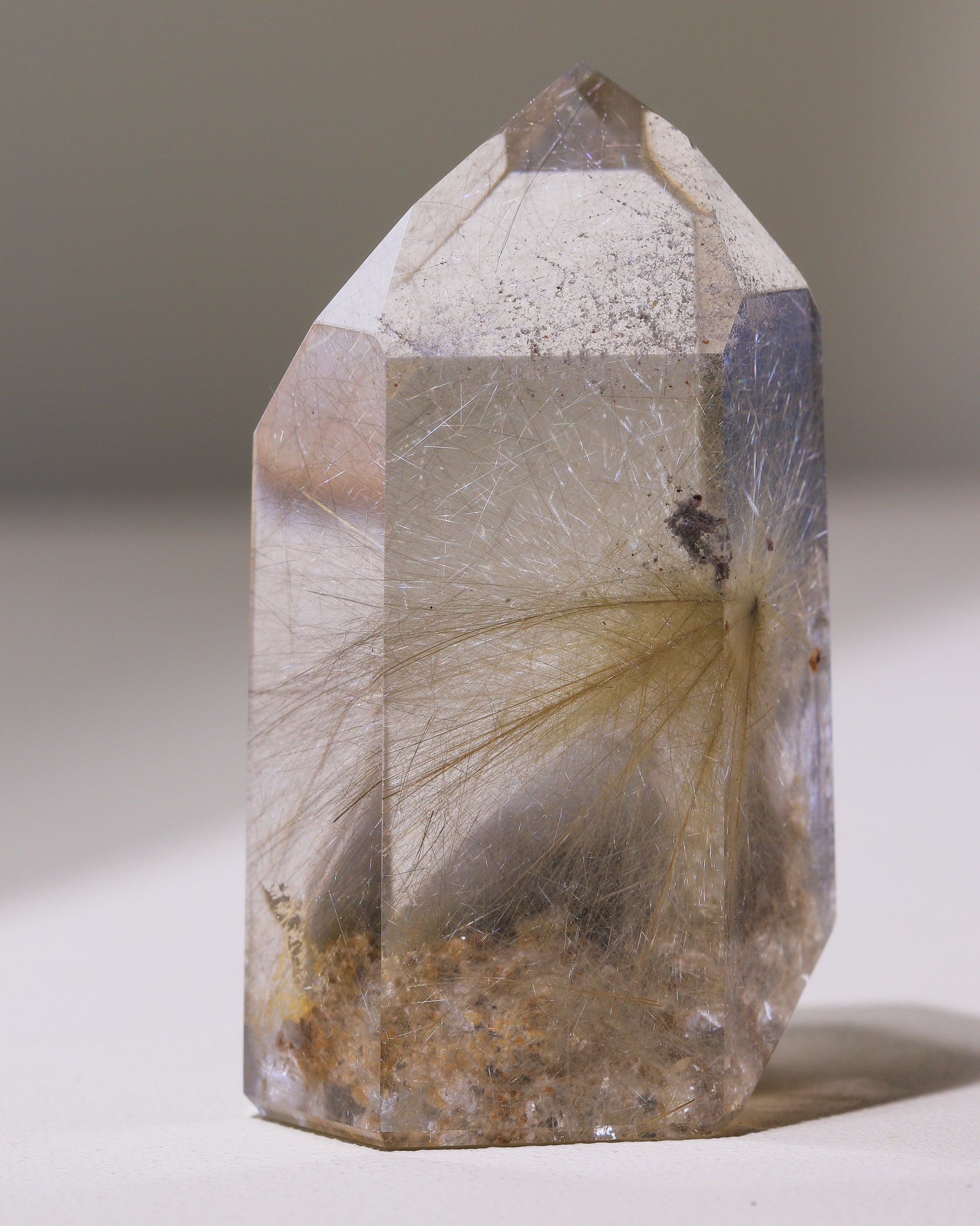 Rutilated Quartz Point with Phantom, Single Piece