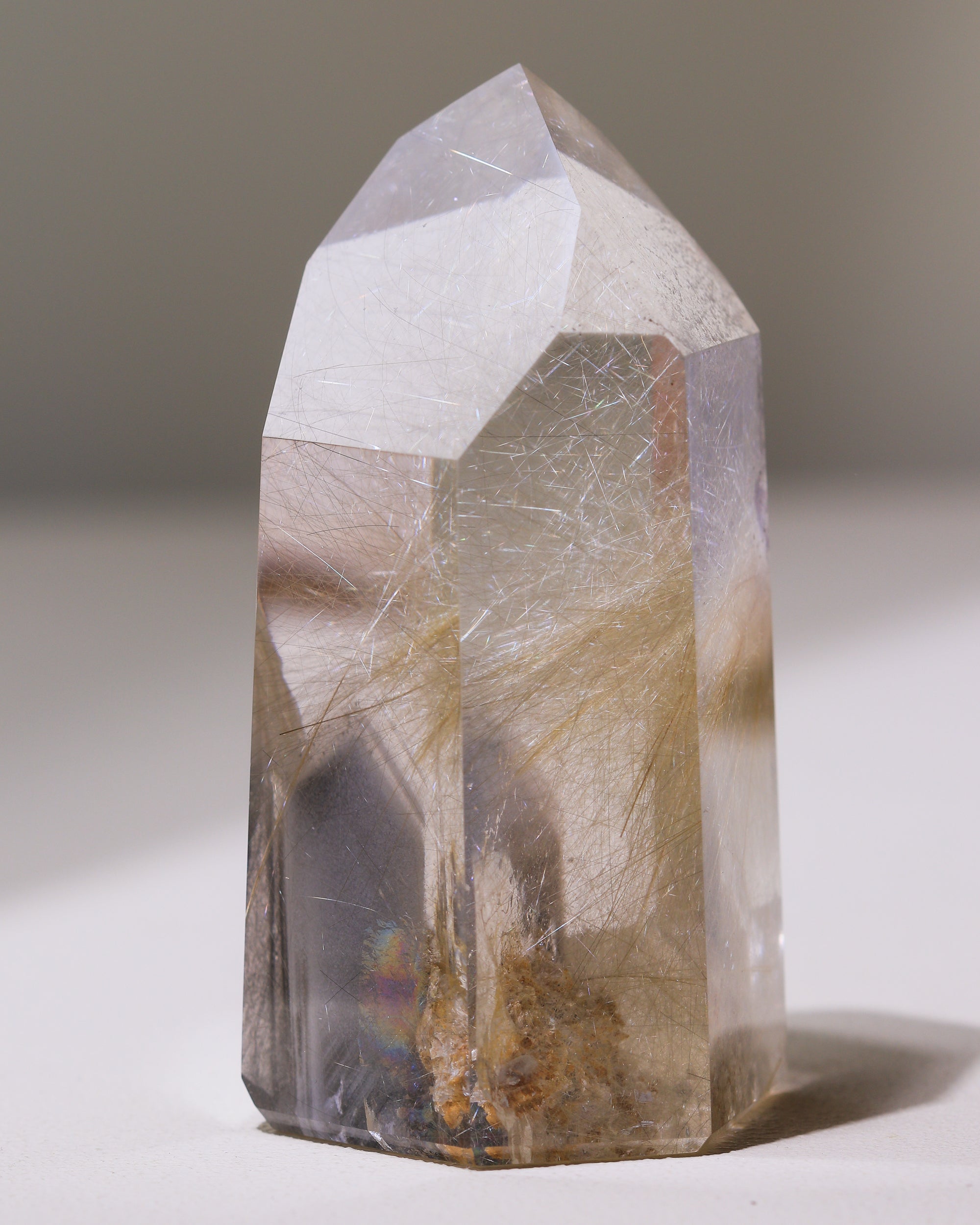 Rutilated Quartz Point with Phantom, Single Piece