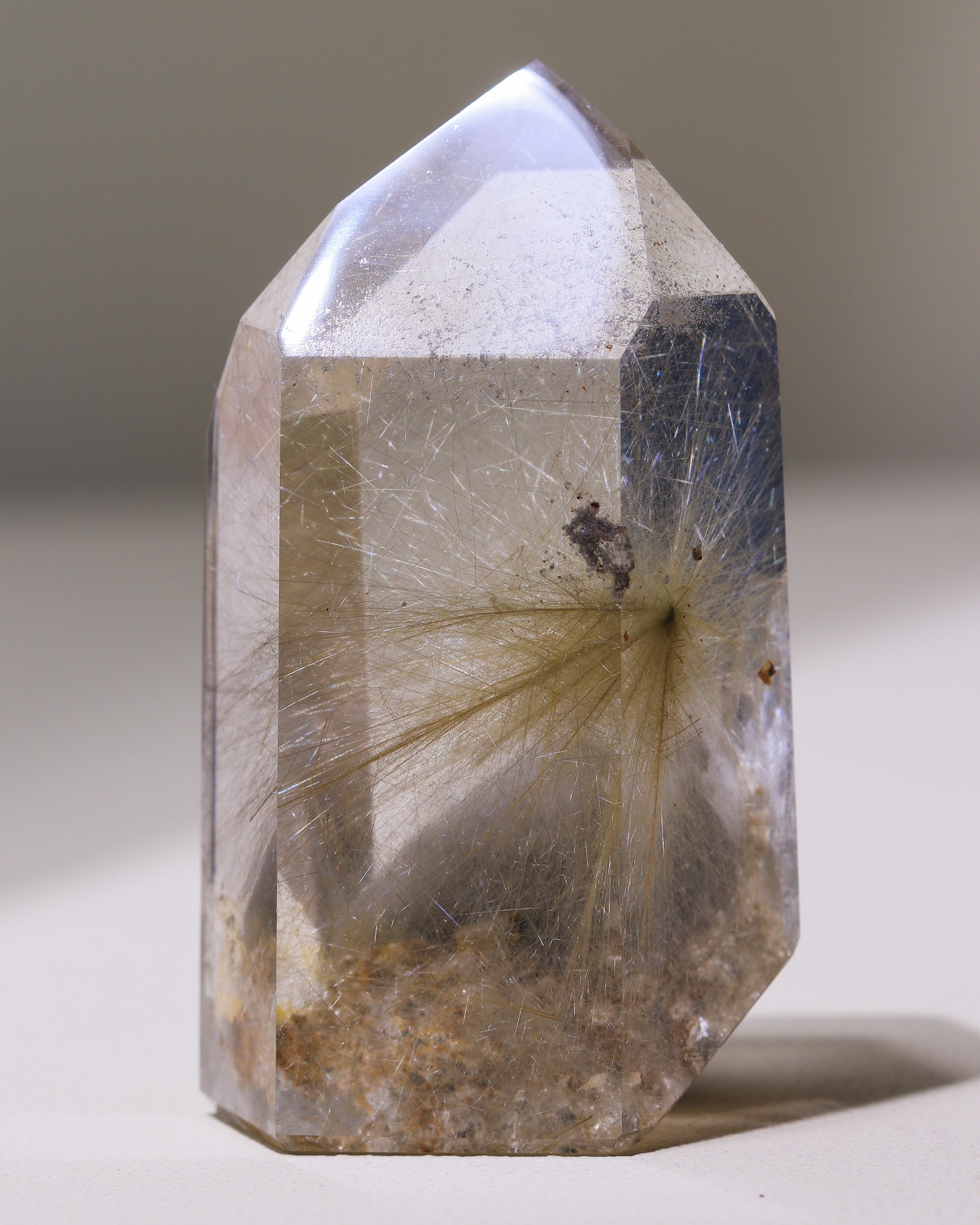 Rutilated Quartz Point with Phantom, Single Piece