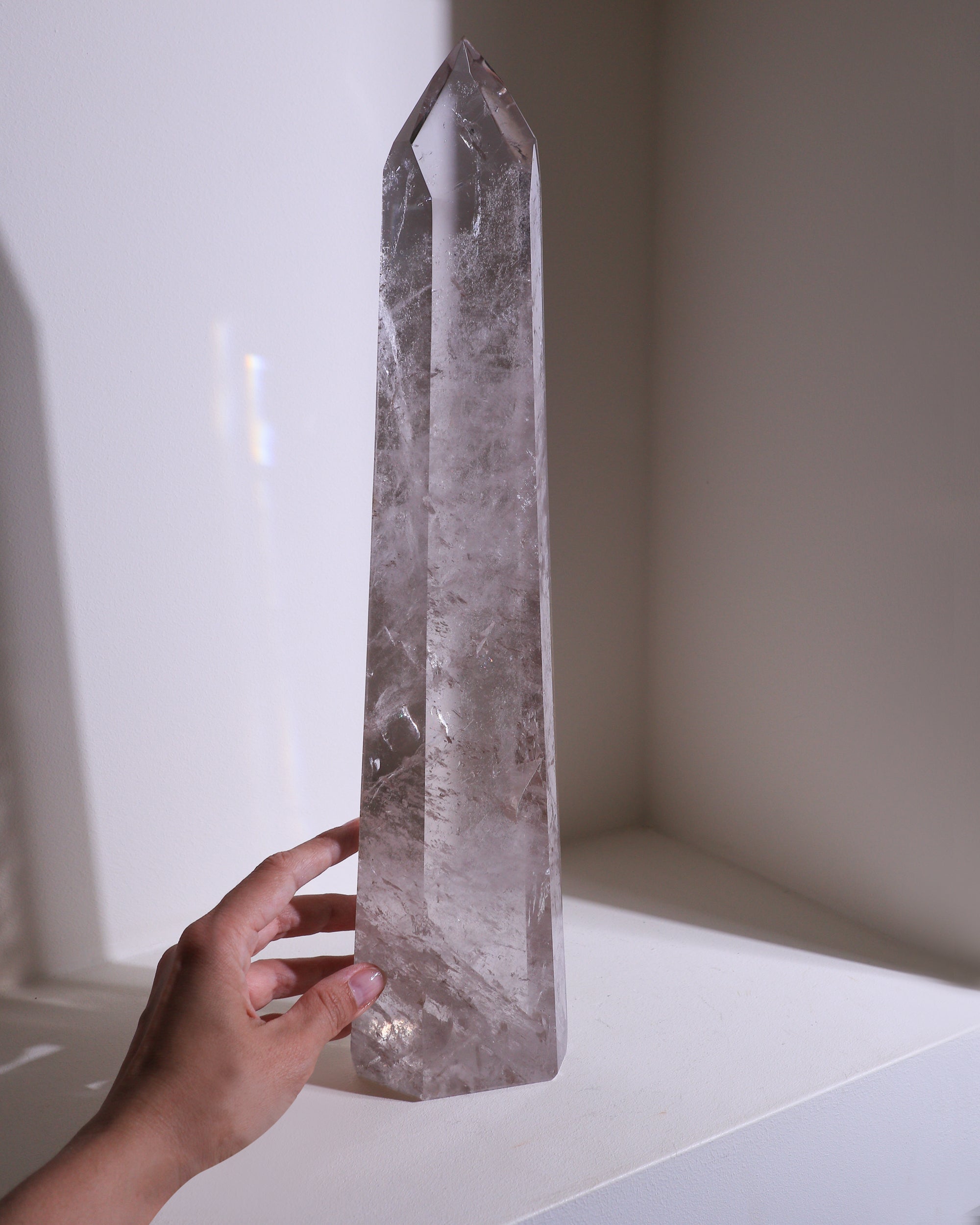 Pointe de quartz fumé XL, pièce unique