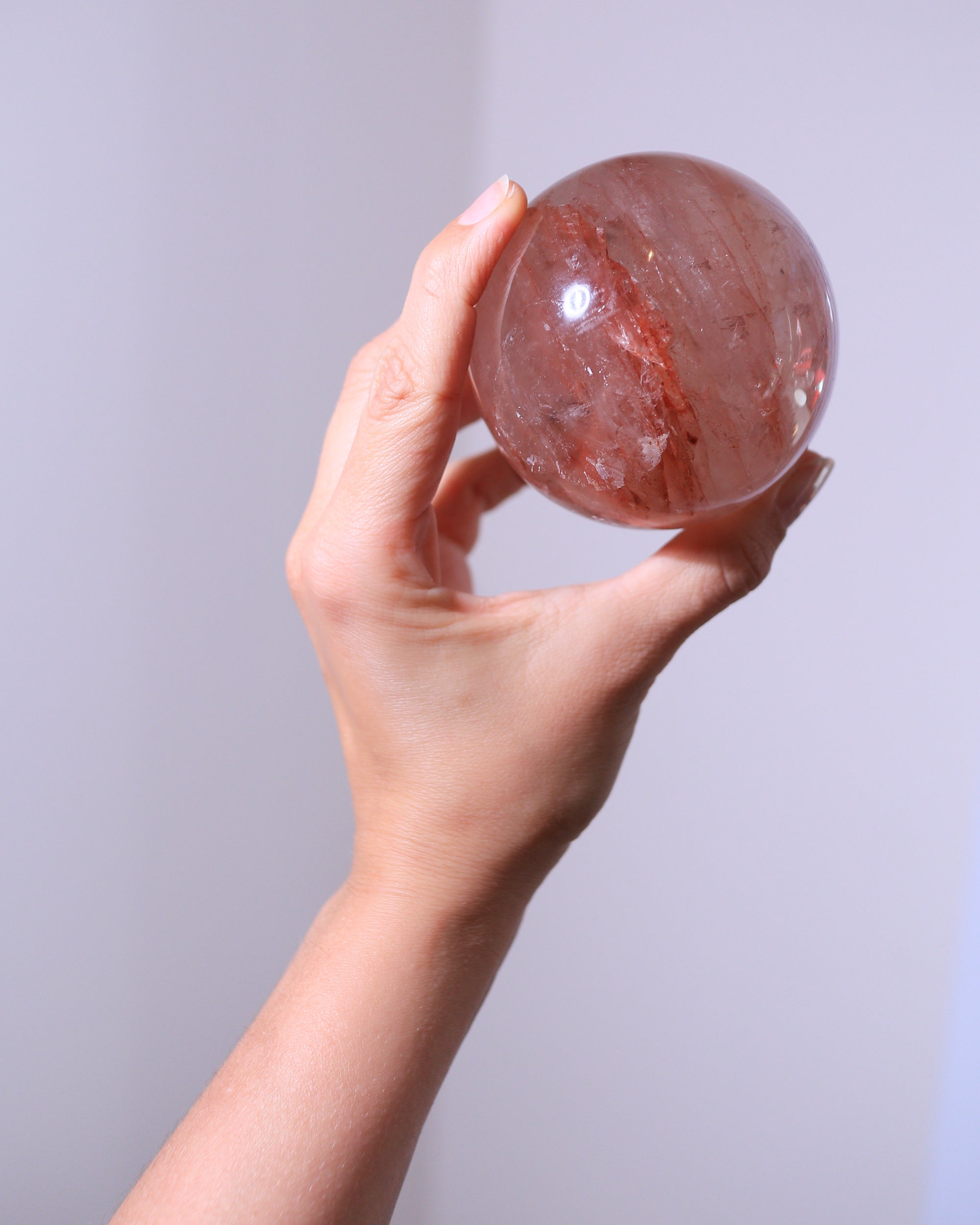 Red Healer in Rosenquarz Kugel, Einzelstück