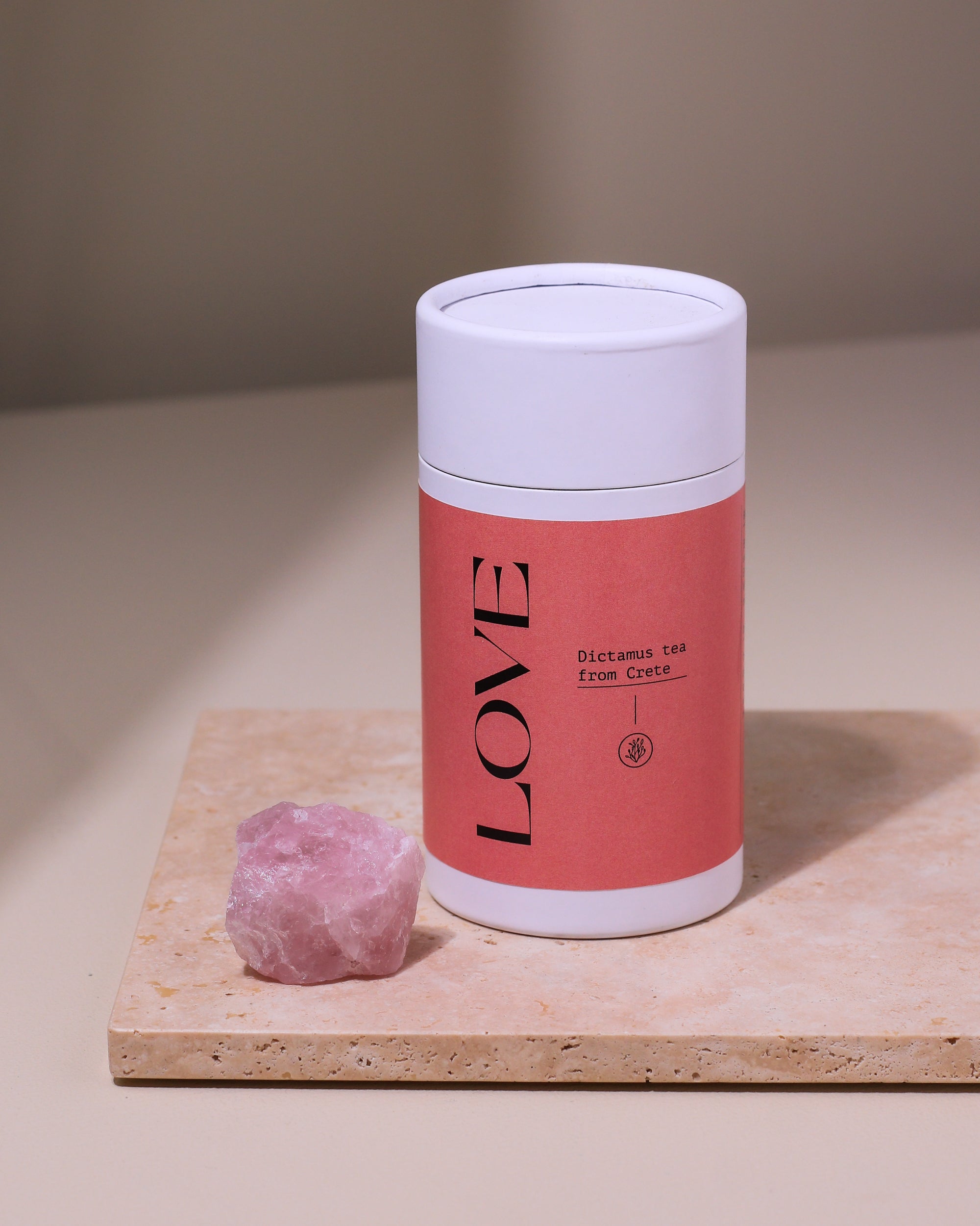 Love herbal tea + rose quartz 