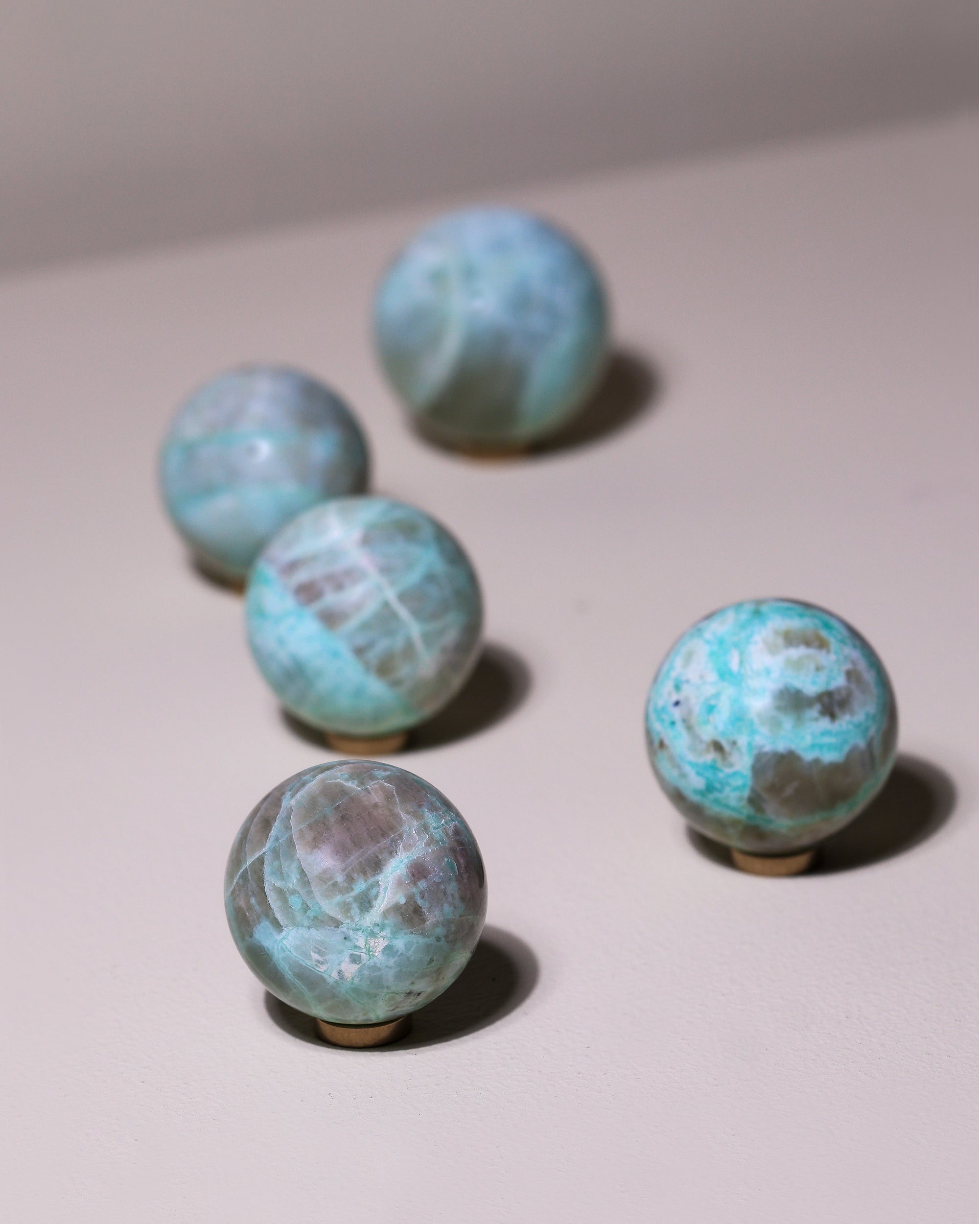 Mini green moonstone sphere