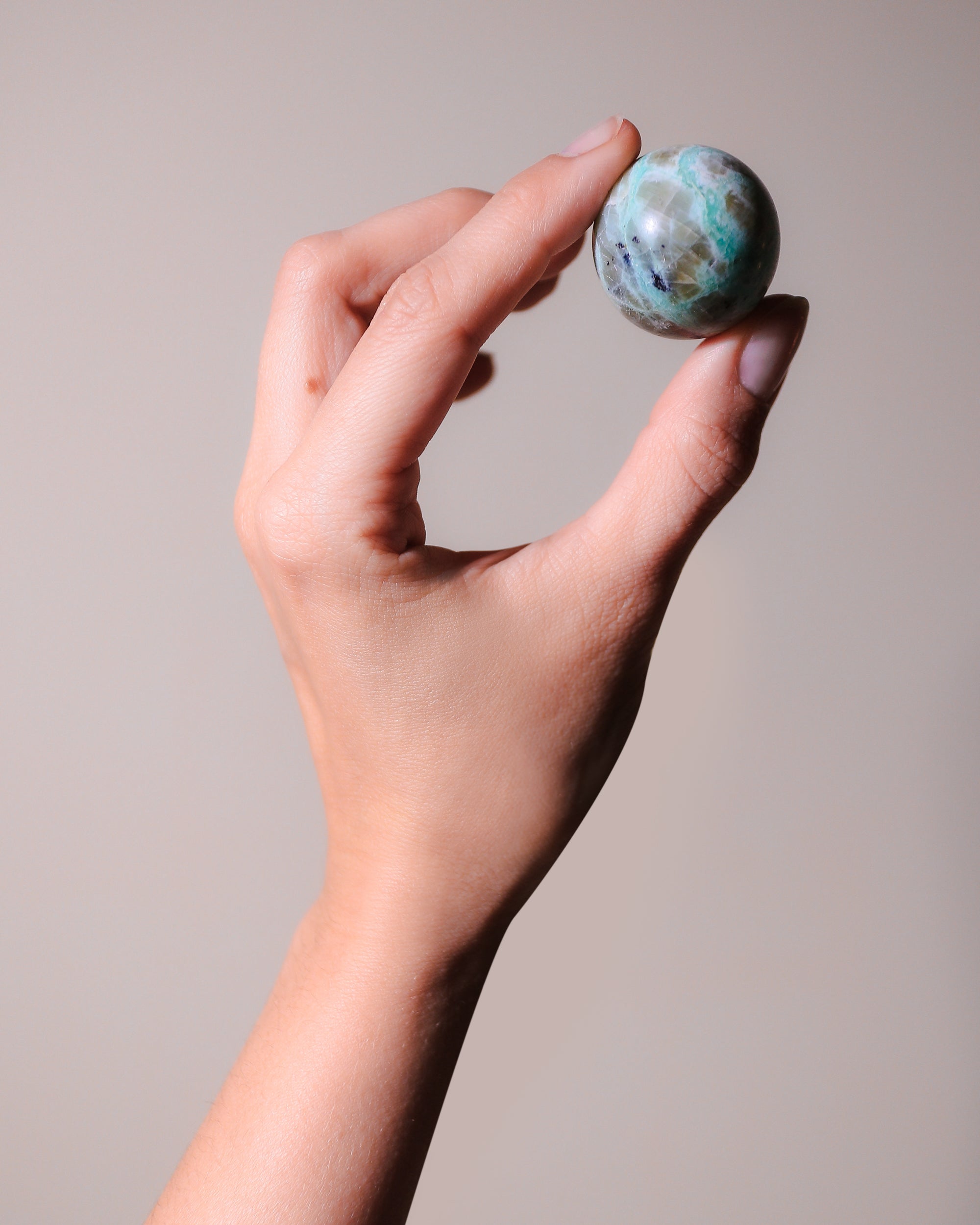 Mini green moonstone sphere