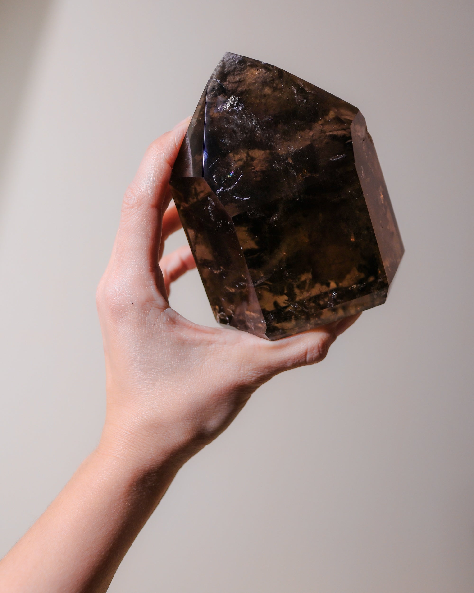 large smoky quartz point, unique piece