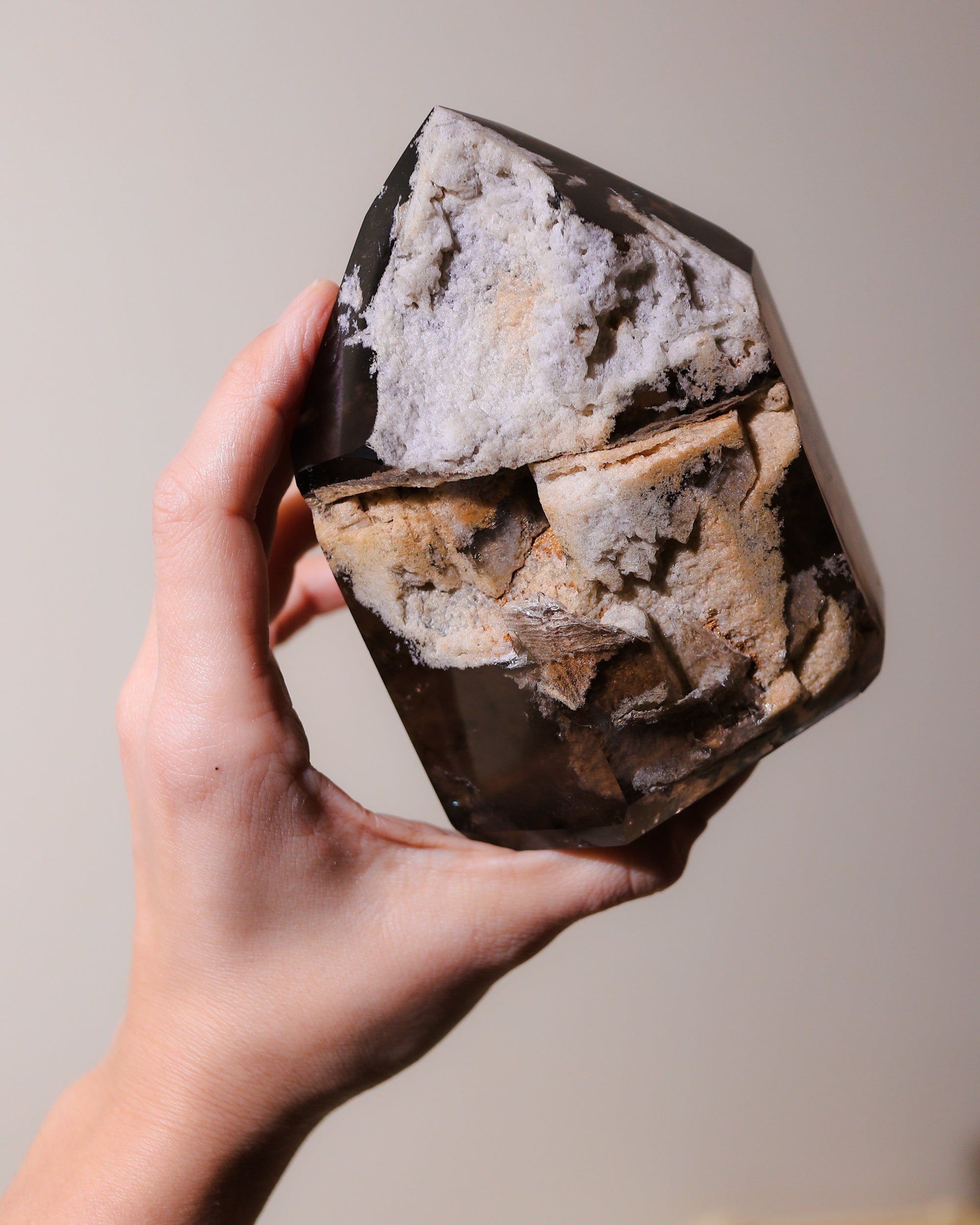 large smoky quartz point, unique piece