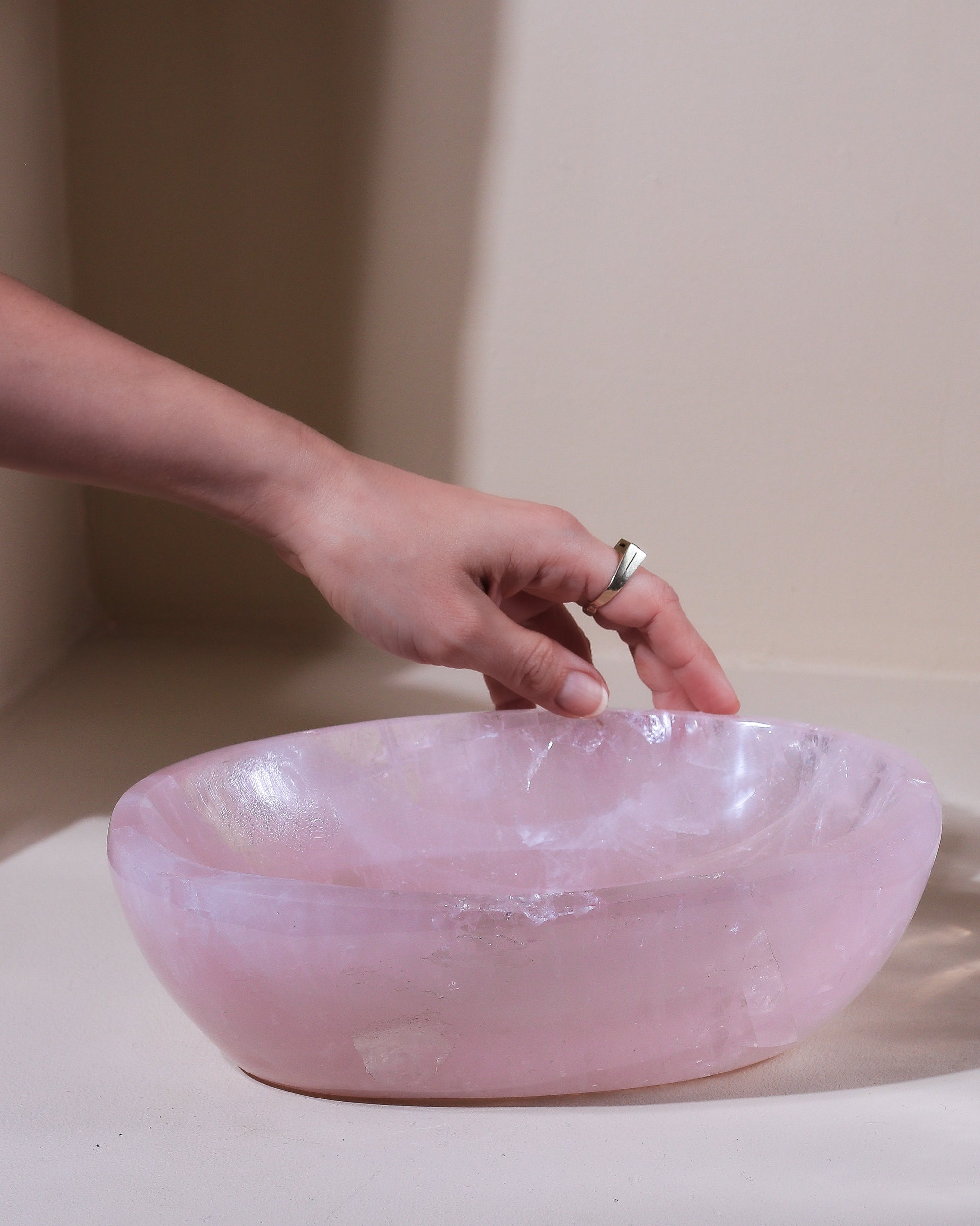 große Rosenquarz Schale, Einzelstück