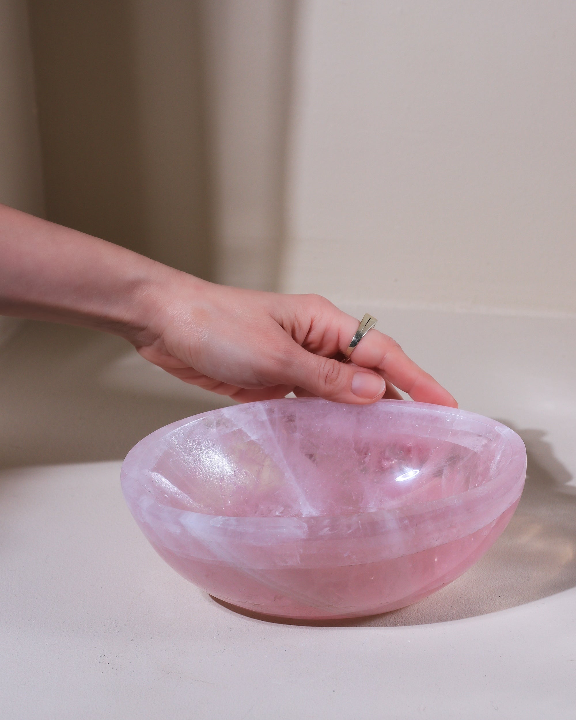 große Rosenquarz Schale, Einzelstück