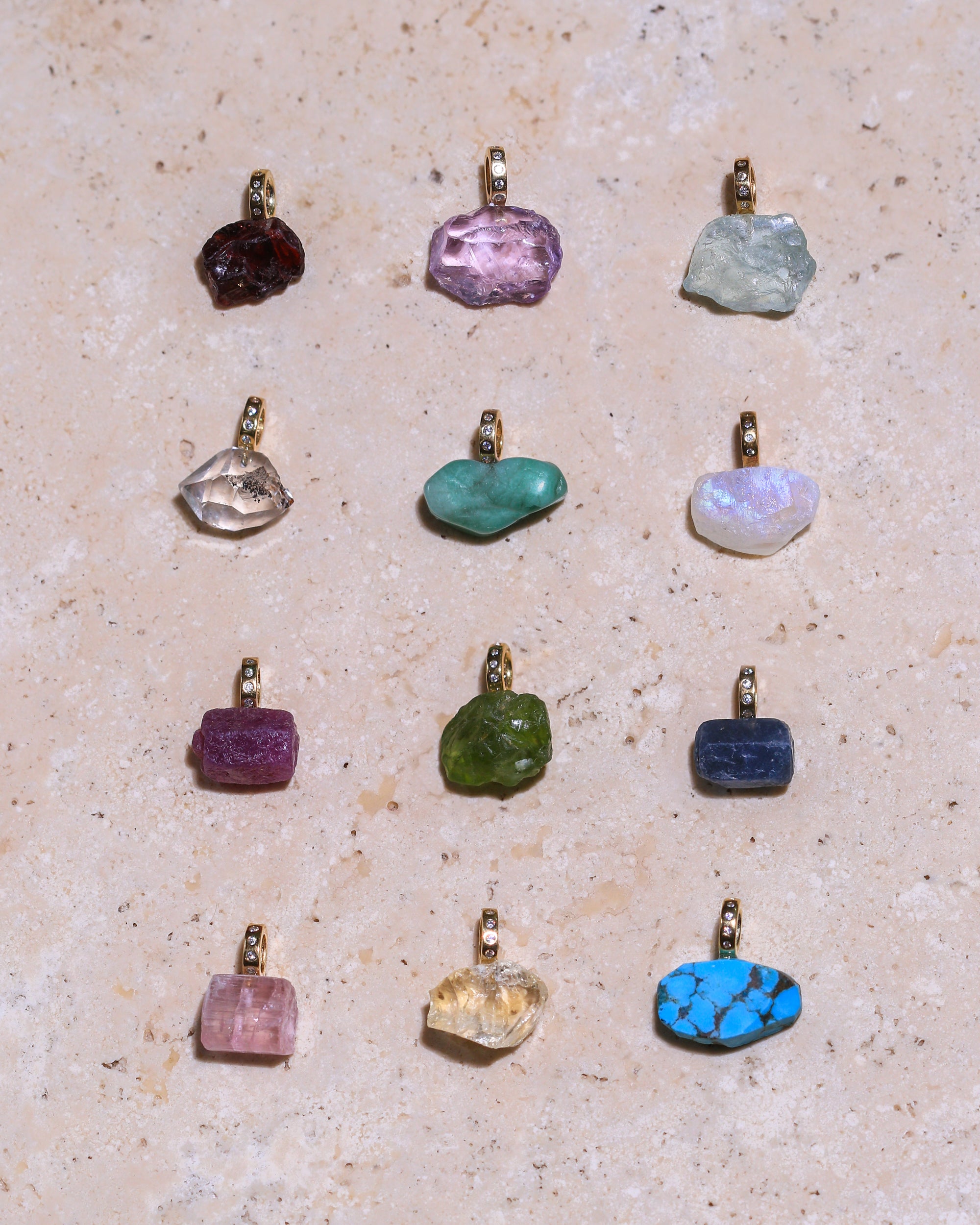 Birthstone Anhänger, vergoldet